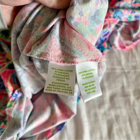 Lilly Pulitzer Pink and Blue Ruffled Short Sleeve Blouse Sz small - Picture 6 of 7